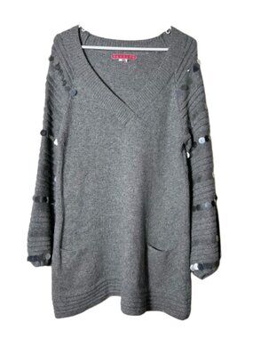 Manoush Gray large sequin detail sweater dress womens L wool cashmere